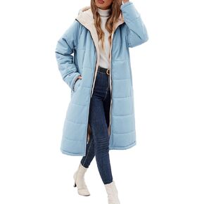 Women Winter Coats Fleece Long Coats Jackets Oversized Warm Down Jacket with Hood