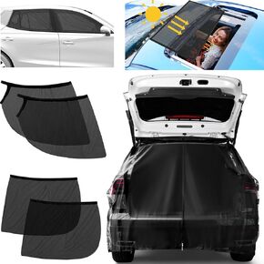 Yahenda 6 Pcs SUV Tailgate Mesh Screen Set Includes SUV Mosquito Net 4 Pcs Front Rear Window Shades Sunroof Breathable SUV Roof Cover Car Camping Essentials for Sleep Traveling Camping Accessories