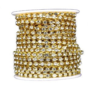 Xinmili 10 Yard/Roll AB Crystal Rhinestone Round Claws Do Not Hook Clothes Chain Cup Chain Trimming Claw Chain Sewing Craft 3mm-4mm Crystal Stone (3mm, AB Crystal Gold Base)