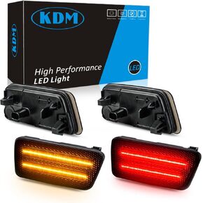 KDM Smoked Lens LED Fender Side Marker Reflectors Lights,Fit for Ford Bronco Gen 6 Sport 2021 2022 2023 2024,Front & Rear Bumper Side Marker Lights,4Pack