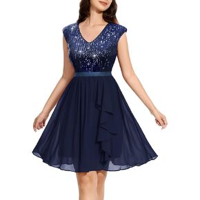 فستان نسائي من Wedtrend مزين بالترتر وأكمام قصيرة فساتين لحفلات الكوكتيل مكشكشة قصيرة لحفلات العودة للوطن 2024 in Kuwait