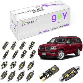 PL1915A Replacement for Lincoln Navigator 1998-2002 LED Interior Light kit, 6000K White Dome Lights Accessories Package + License Plate Light Bulbs Upgrade (18 Bulbs)