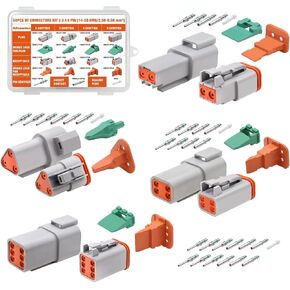 DT Connector, 2 3 4 6 Pin Deutsch Connector Kit, Waterproof Automotive Electrical Connectors with Stamped Contacts and Seal Plugs for Truck, Off-Road Vehicles, Agriculture, Motorcycle Wiring