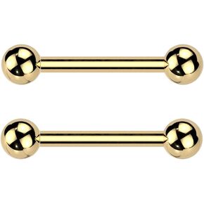 Pierced Owl 14GA ASTM F-136 Implant Grade Titanium Threadless Push-In Barbells with One Fixed Ball, Sold as a Pair