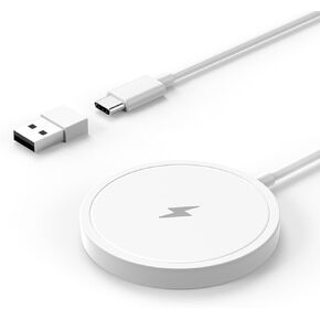 Wireless Charger, 15W Max Fast Magnetic Wireless Charging Pad Compatible with iPhone 15/14/13/12 with USB-A Converter Purple