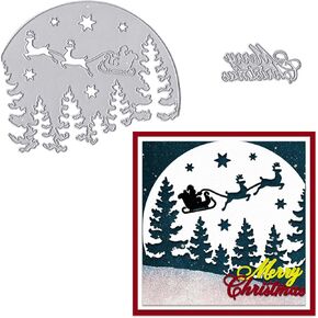 Threetols Metal Christmas Tree Cutting Dies, Christmas Words Die Cuts Stencils Snowflake Metal Dies for Card Making Paper Crafting Scrapbooking and DIY Craft Album Paper Card Christmas Decor