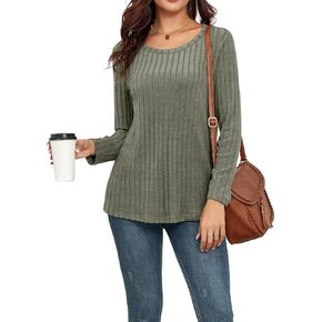 Women's Long Sleeve Tops Crew Neck Loose Fit Casual Tunic Lightweight Fall Shirts Soft Pullover Tunic