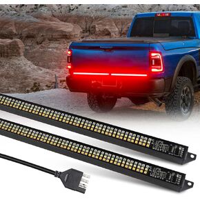 60" Tailgate Light Bar, Waterproof Aluminum Frame with Red Running Brake Lights Amber Sequential Turn Signals White Reverse Lights for Truck, Pickup