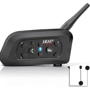 EJEAS Motorcycle Helmet Bluetooth Headset V6 Pro, 2-Way 1200M Motorbike Helmet Intercom Communication System for Ski/ATV/Dirt Motorbike/Off Road for Full-face Helmet Flip-up Helmets (1 Pack)