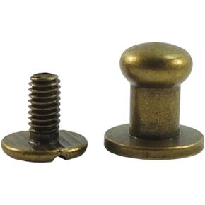 50 Sets - Head Button 6mm 1/4" Brass Stud Screwback Screw Back Spots for Leather Rivet Bronze