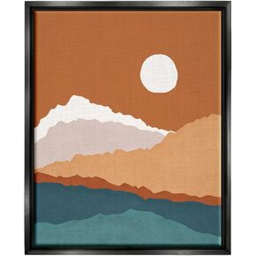Stupell Industries Abstract Mountain Peaks Round Moon Nature Scene Floating Framed Wall Art, Design By JJ Design House LLC