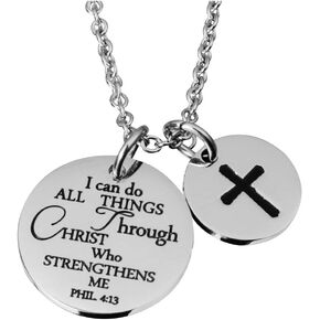Bible Verse Necklace Cross Charm Confirmation Pendant Necklace Gift Scripture Jewelry