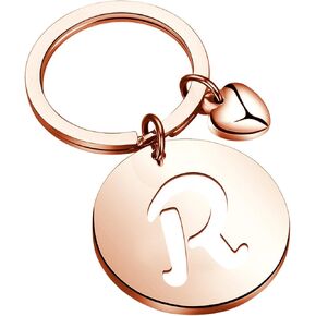 HOLLP Initial Disc Charm Keychain 26 Initial Letter Alphabet Key Ring A-Z Initial English Charm Keychain
