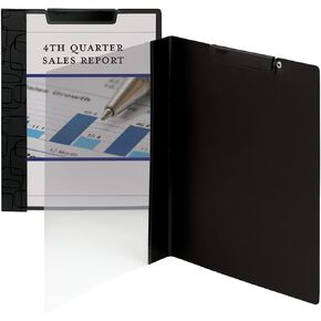 Smead Accent Series Poly Report Cover, Top Binding Clip, Side Fastener, Up to 30 Sheets, Letter Size, Black/Clear Front, 5 per Pack (86000)