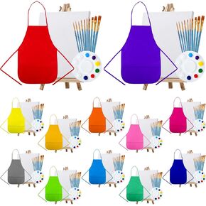 Dunzoom 168 Pcs Paint Set for Kids Operation Christmas Gifts Painting Kit 12 Art Canvas Boards for Drawing 12 Wood Easel 12 Aprons with Pockets 120 Brushes 12 Paint Palettes for Toddler Artists in Saudi Arabia