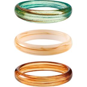 سوار Viva Joya فائق النحافة مستدير من الراتنج الأكريليك للنساء، سوار من البلاستيك، سوار من الرخام الأبيض البني والأخضر in Kuwait