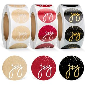Chinco 1500 Pieces Joy Christmas Stickers for Envelopes Seals Decorative Christmas Card Stickers Joy Stickers Decals Labels for Xmas Party Favors Supplies Decoration, 1 Inch