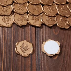 Wax Seal Stickers 50Pcs Rosemary Wedding Invitation Envelope Seal Stickers, Antique Gold Self-Adhesive Wax Stickers for Wedding Party Invitation, Envelop Seals, Gift Wrapping (Rosemary)