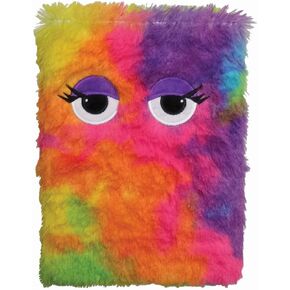 iscream Plush Fur Chenille & Embriodered Accent Lined-Page 8.5" Journal - Checkered Smiley Face in Kuwait