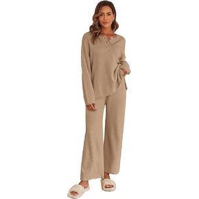 Ekouaer 2 Piece Lounge Pajamas Sets for Women Winter Matching Outfits Cozy Knit Loungewear Sweater Sets S-2XL