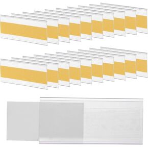 uxcell 50 Pcs Self Adhesive Label Holder Shelf Tag, 3.5 x 1.7 Inch Shelf Strips Price Tag Index Card Clear Labels Holders with Paper Label for Supermarket Library Bookshelf