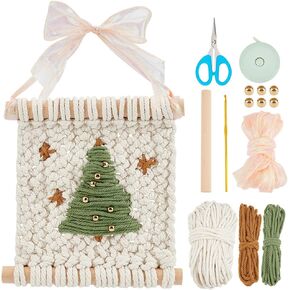 ACRNIGHEET DIY Macrame Christmas Tree Hanging Ornament for Wall Decoration Macrame Christmas Tree Craft Kit for Beginners with Step-by-Step Video Tutorials Christmas Tree Macrame Starter Kit for Adult