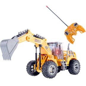 PowerTRC Remote Control Functional Construction Excavator Claw Vehicle Truck with Light | 1/30 Scale RC Battery Powered Engineering Digger Truck Car for Kids | Perfect for Beach Trips