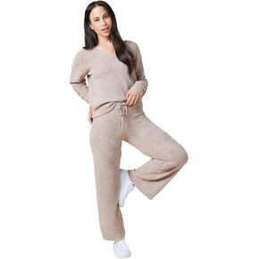 Softies Ultra-Soft Solid Marshmallow V-Neck Lounge Set for Women