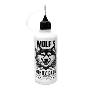 Wolf's Hobby Glue with Needle Tip 2oz - Dries Clear, Strong Hold Adhesive, Non-Toxic - Ideal for Arts and Crafts, Scrapbooking, Card Making, Dioramas, School Projects, Paper, Fabric, and Wood (2oz.)