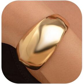 Gold Silver Chunky Bangle Bracelets for Women Wide Wire Chunky Cuff Open Bracelets Trendy Thick Chunky Bangle Wrist Cuff Wrap Bracelet Jewelry