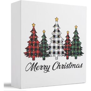 Christmas Decorations Merry Christmas Wooden Box Signs Farmhouse Christmas Artwork Decor Rustic Art Home Shelf Desk Decor