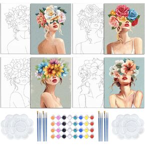 ACRNIGHEET 4 عبوات من القماش المرسوم مسبقًا للرسم للبالغين، مجموعة أدوات رش وطلاء الهالوين، لوازم الحفلات، طقم طلاء للأزواج، طقم طلاء قماشي للتاريخ الليلي، قماش ممتد للرسم، مقاس 8 × 10 بوصة in Kuwait