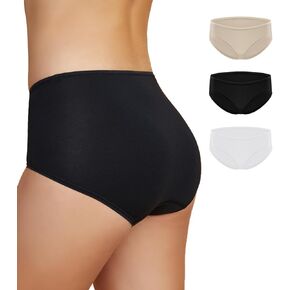 Pima Cotton Underwear 3-Pack High Waisted No Show Panties for Women Full Coverage Comfort Breathable Ladies Briefs