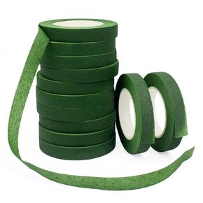 ZIIYAN 12 Rolls 1/2" Wide Green Floral Tapes Flower Tape Florist Tape for Artificial Flowers, Wedding Bouquets, Bouquet Stem Wrapping, Corsages, Floral Arranging Crafts Supplies, 30yard/roll