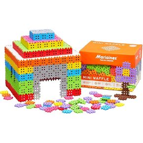 Mini Waffle Block Primary Color Large Construction Playset for Kids- 500 Interlocking Puzzle Pieces- Improves Fine Motor Skills- STEM/STEAM Building Montessori Toys for Boys and Girls Ages 3+ in Saudi Arabia