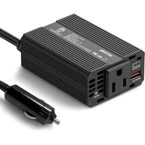 BESTEK [PD 30W&QC 3.0 18W شاحن USB] 150W محول طاقة السيارة، DC 12V إلى 110V AC محول الكمبيوتر المحمول شاحن سيارة منفذ محول للسيارة