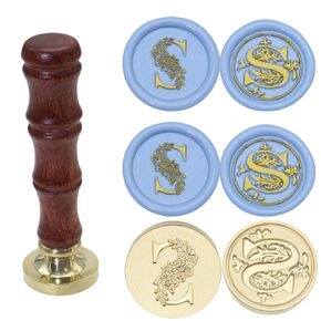 Initial Letter Alphabet J Wax Seal Stamp, 2 Pcs Initial Alphabet L Sealing Wax Stamp Kit with New Pattern, Letter Wax Seal Stamp Set for Wedding Invitation (J)