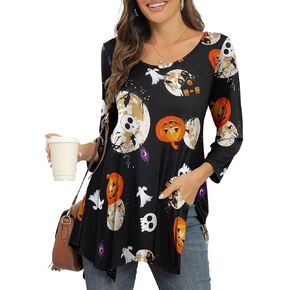BELAROI Plus Size Tops for Women Fall Tunic Tops to Wear with Leggings 3/4 Sleeve Casual Swing Loose T Shirts Blouse S-5X