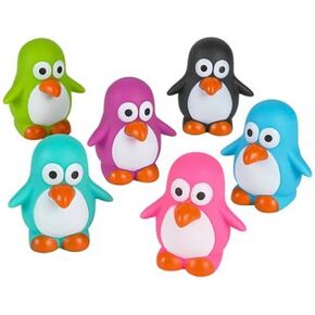 Rhode Island Novelty 2 Inch Rubber Water Squirting Penguins Assorted Colors Set of 12