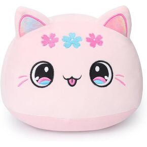 Black Cat Plush Pillow 7" Black Kitten Stuffed Animals, Soft Kawaii Plushies Hugging Cat Plush Toy for Kids