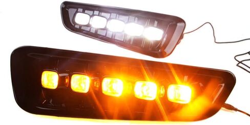 LED DRL لفورد F150 F-150 رابتور 2016 2017 2018 2019 2020 الوفير القيادة مصباح الضباب النهار تشغيل مجموعة أضواء التجميع مع إشارة بدوره العنبر in Saudi Arabia