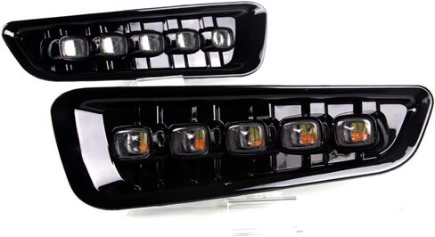 LED DRL لفورد F150 F-150 رابتور 2016 2017 2018 2019 2020 الوفير القيادة مصباح الضباب النهار تشغيل مجموعة أضواء التجميع مع إشارة بدوره العنبر in Saudi Arabia