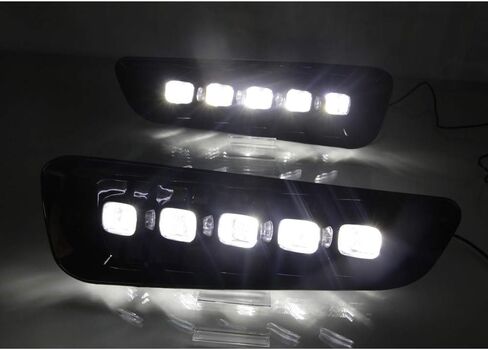LED DRL لفورد F150 F-150 رابتور 2016 2017 2018 2019 2020 الوفير القيادة مصباح الضباب النهار تشغيل مجموعة أضواء التجميع مع إشارة بدوره العنبر in Saudi Arabia