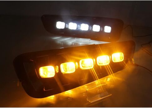 LED DRL لفورد F150 F-150 رابتور 2016 2017 2018 2019 2020 الوفير القيادة مصباح الضباب النهار تشغيل مجموعة أضواء التجميع مع إشارة بدوره العنبر in Saudi Arabia