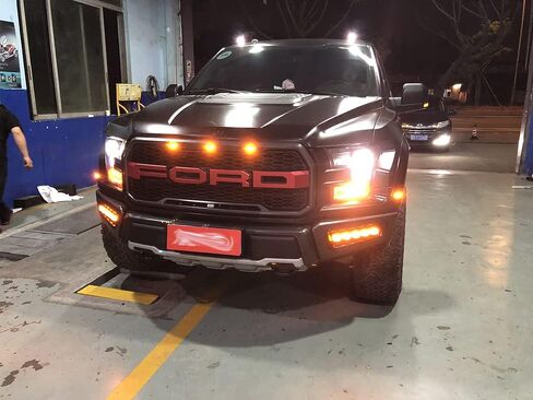 LED DRL لفورد F150 F-150 رابتور 2016 2017 2018 2019 2020 الوفير القيادة مصباح الضباب النهار تشغيل مجموعة أضواء التجميع مع إشارة بدوره العنبر in Saudi Arabia