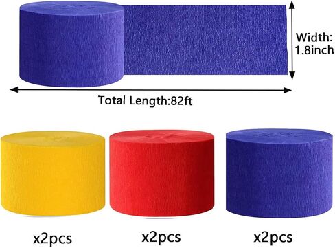 We Moment Dusty Blue Light Blue White Crepe Paper Streamers 1.8 Inch Widening 6 Rolls, 82 Feet per Roll for Birthday, Baby Shower, Wedding Party Decorations in Kuwait