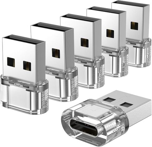 USB A to USB C Adapter 12Packs, USB Male to C Adapter for Charging & OTG Function, USB-A Male to USB-C FemaleAdapter Compatible with iPhone15 Plus Pro Max/Airpods/iPad 9 10 Air 5 Mini 6 (Yellow in Saudi Arabia