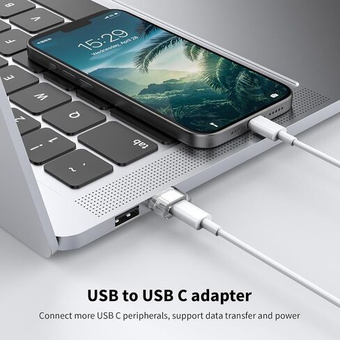 USB A to USB C Adapter 12Packs, USB Male to C Adapter for Charging & OTG Function, USB-A Male to USB-C FemaleAdapter Compatible with iPhone15 Plus Pro Max/Airpods/iPad 9 10 Air 5 Mini 6 (Yellow in Saudi Arabia