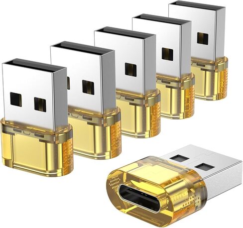 USB A to USB C Adapter 12Packs, USB Male to C Adapter for Charging & OTG Function, USB-A Male to USB-C FemaleAdapter Compatible with iPhone15 Plus Pro Max/Airpods/iPad 9 10 Air 5 Mini 6 (Yellow in Saudi Arabia