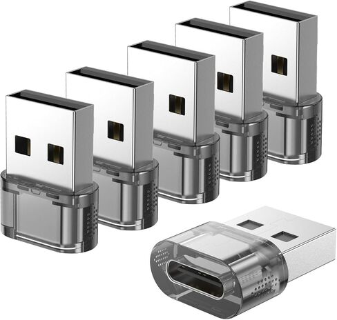USB A to USB C Adapter 12Packs, USB Male to C Adapter for Charging & OTG Function, USB-A Male to USB-C FemaleAdapter Compatible with iPhone15 Plus Pro Max/Airpods/iPad 9 10 Air 5 Mini 6 (Yellow in Saudi Arabia
